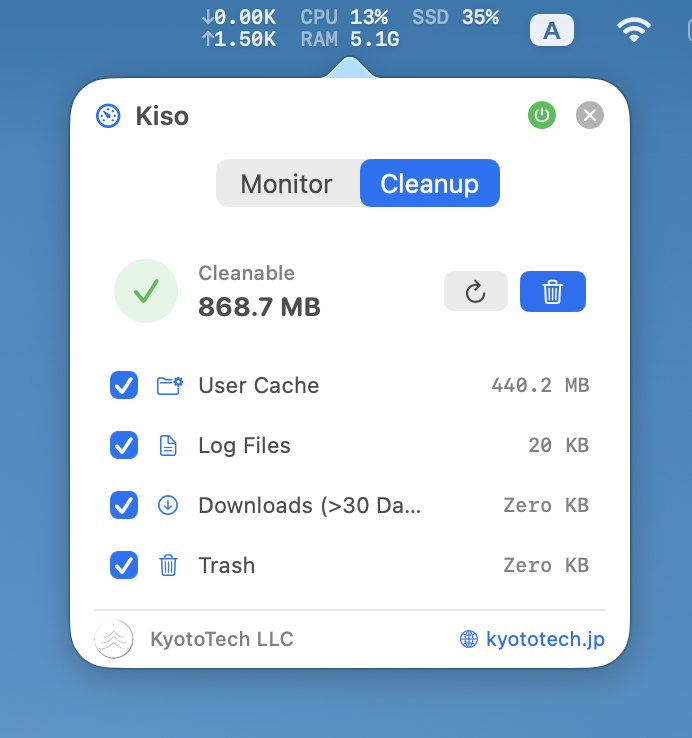 KisoStats Cleanup Tab